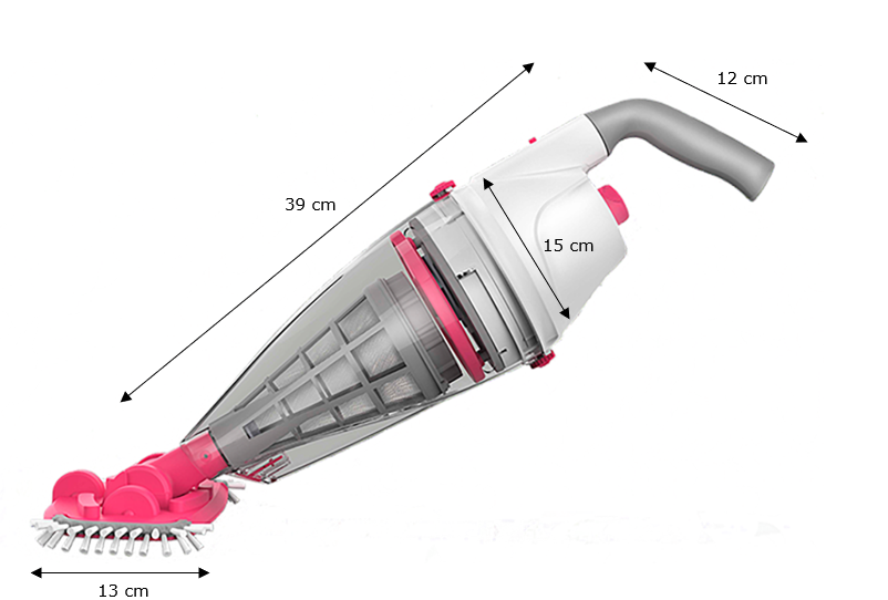 AKU ruční bazénový vysavač BWT BC50-rozměry